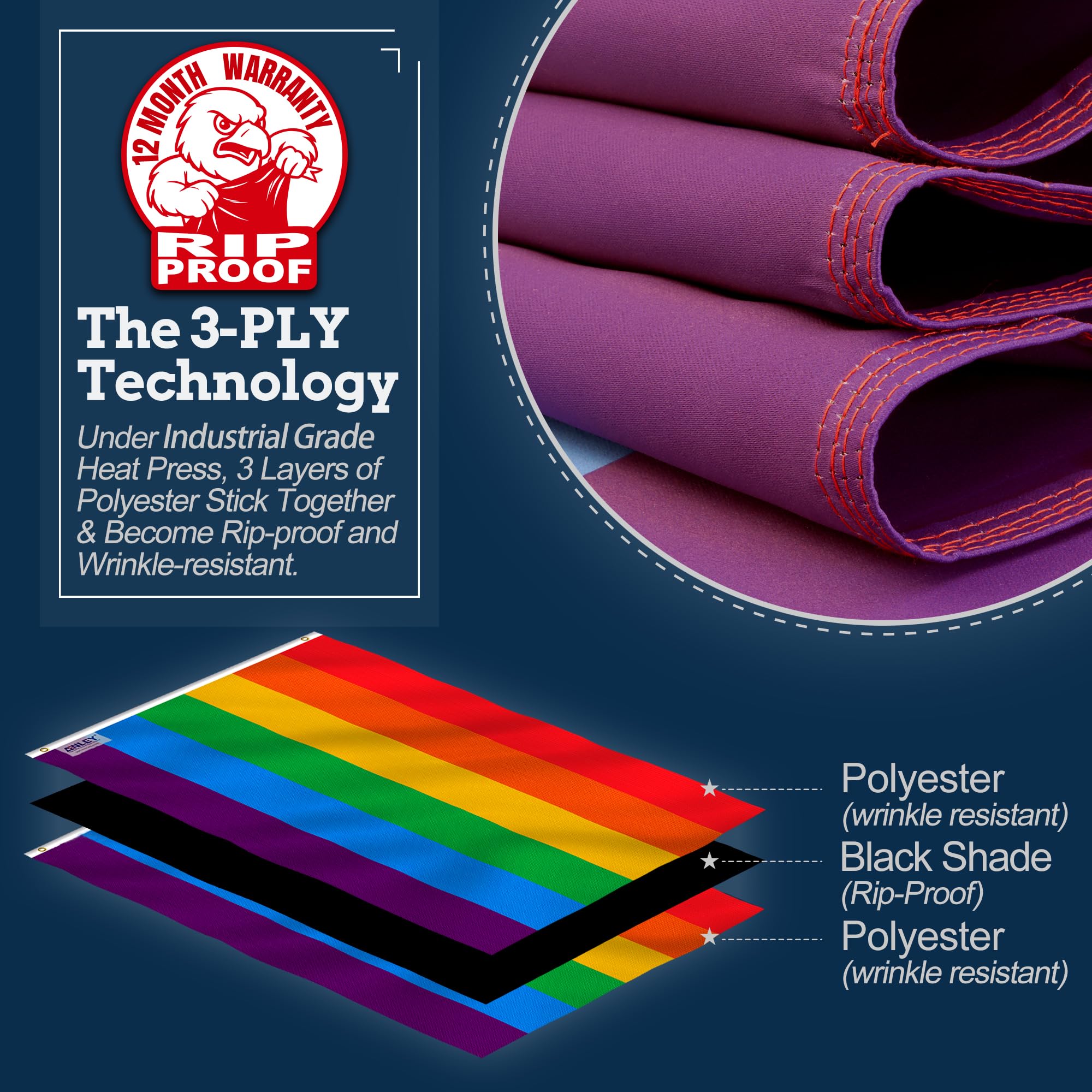 Anley Bi Pride Flagge | Reissfest, 90 X 150 Cm, Doppelseitig | Lebendige Farben, Knitterfrei & Wasserfest