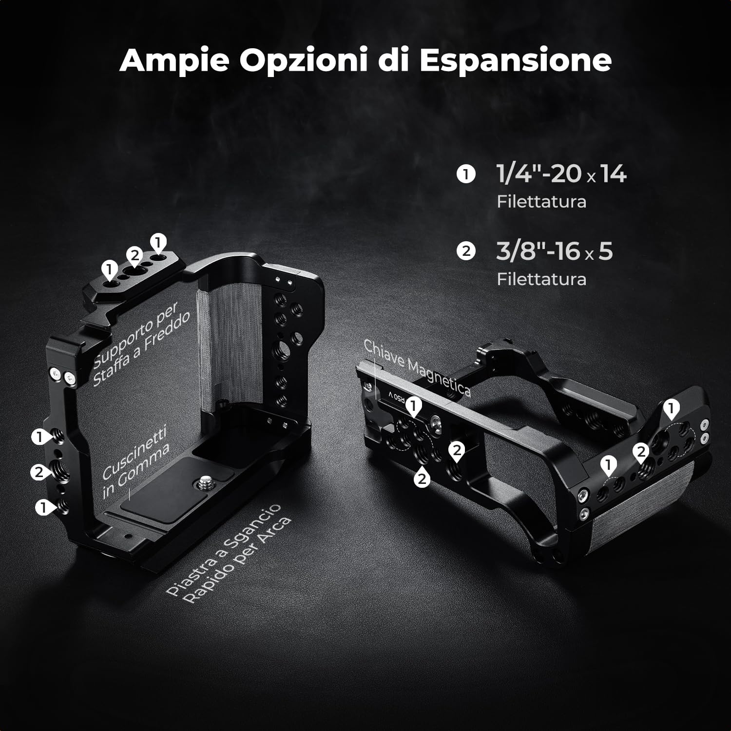 K&F CONCEPT R50V Cage, Gabbia per Fotocamera per Canon R50V con Piastra a Sgancio Rapido Integrata per Arca, Guida NATO, Filettature da 3/8“ e 1/4”