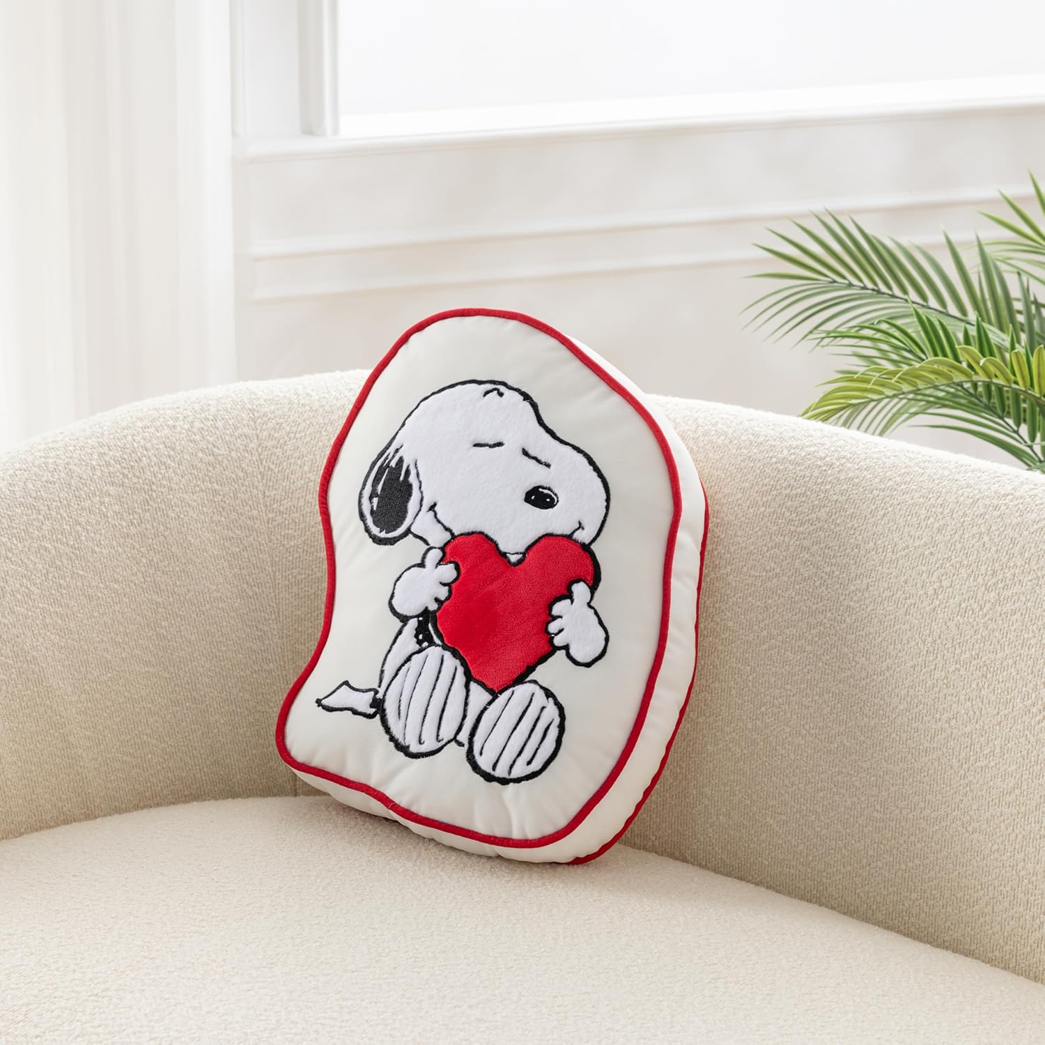 Berkshire Peanuts® Plush Throw Pillow, Gift Idea, Snoopy Cute Character Shaped Cushion, Soft Cozy Decor for Bed Couch Chair(Snoopy Heart Hug Pillow All Colorways, 15.5’’ L)