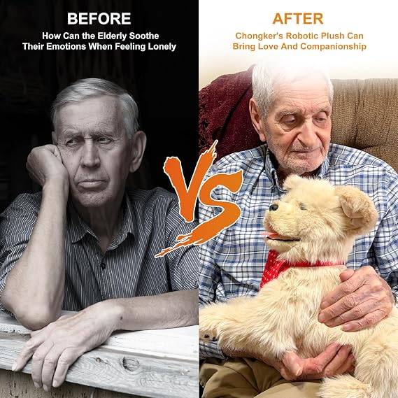 Chongker Realistic Companion Robot Dog Stuffed Animals For The Elderly