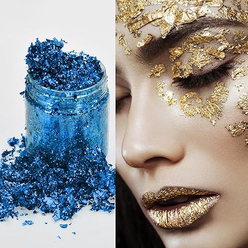 Miniatura 5 de uxcell Copos de lámina dorada para resina, copos de lámina metálica de 0.11 onzas, copos de lámina dorada de imitación para arte de uñas, arte de