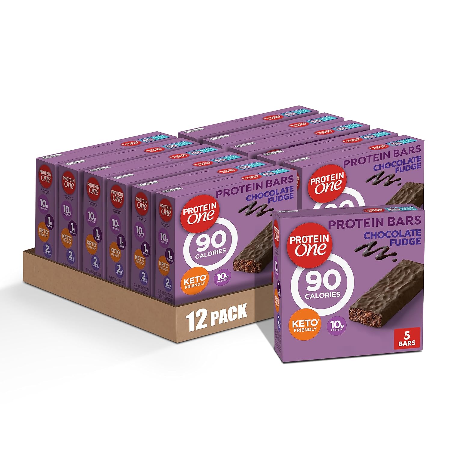 Protein One 90 Calorie Protein Bars, Chocolate Chip, Keto Friendly, 5 Ct, 4.8 oz (Pack of 12)