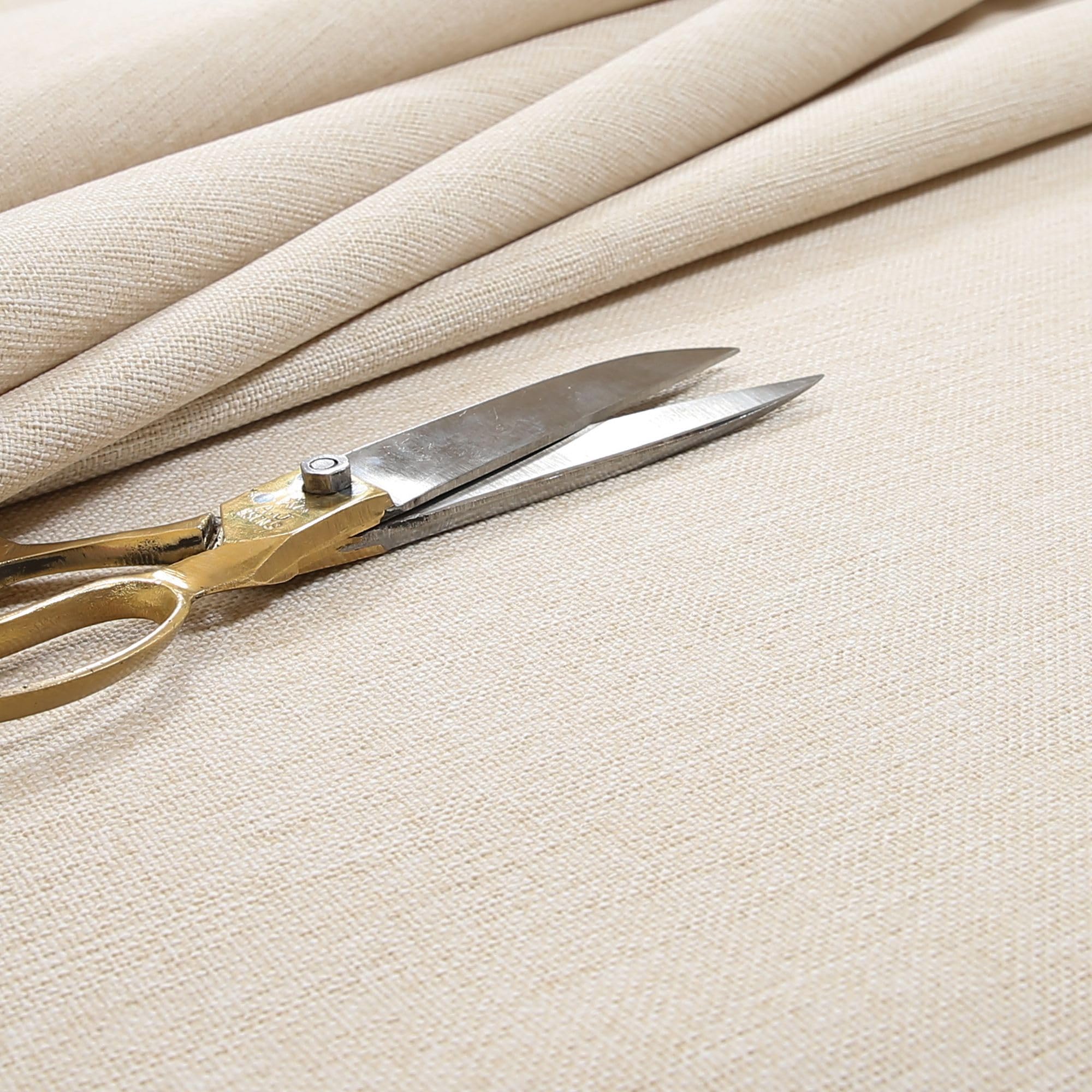 Redbrick Mill Fabrics Quality Plain Weave Textured Chenille Basket Weave Upholstery Sofas Interior Fabric Cream Material (135cm Width, Per Metre)