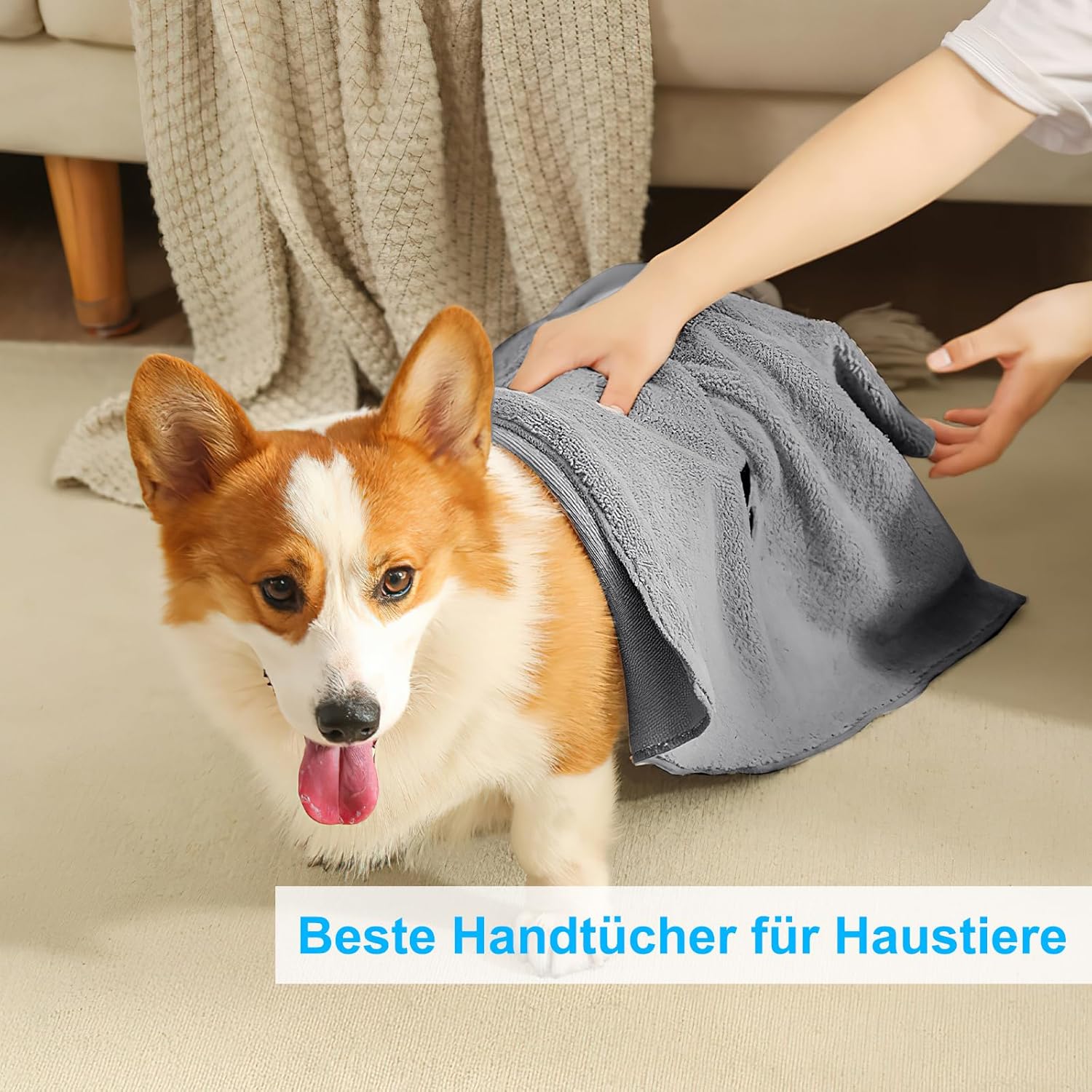 2 Pack Extra Absorbent Dog Towels, Dog Towels, Dog Accessories, Microfiber Bandanas, Quick Dry Towels for Cats, Dogs or Other Pets, 75 x 35 cm, Grey 7