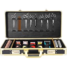 Barber Carrying Case with Code Lock, Portable Salon Stylist Carrying Case, Black and Gold Processional Hairdresser Carrying Case for Clippers, Scissors, Barber Supplies