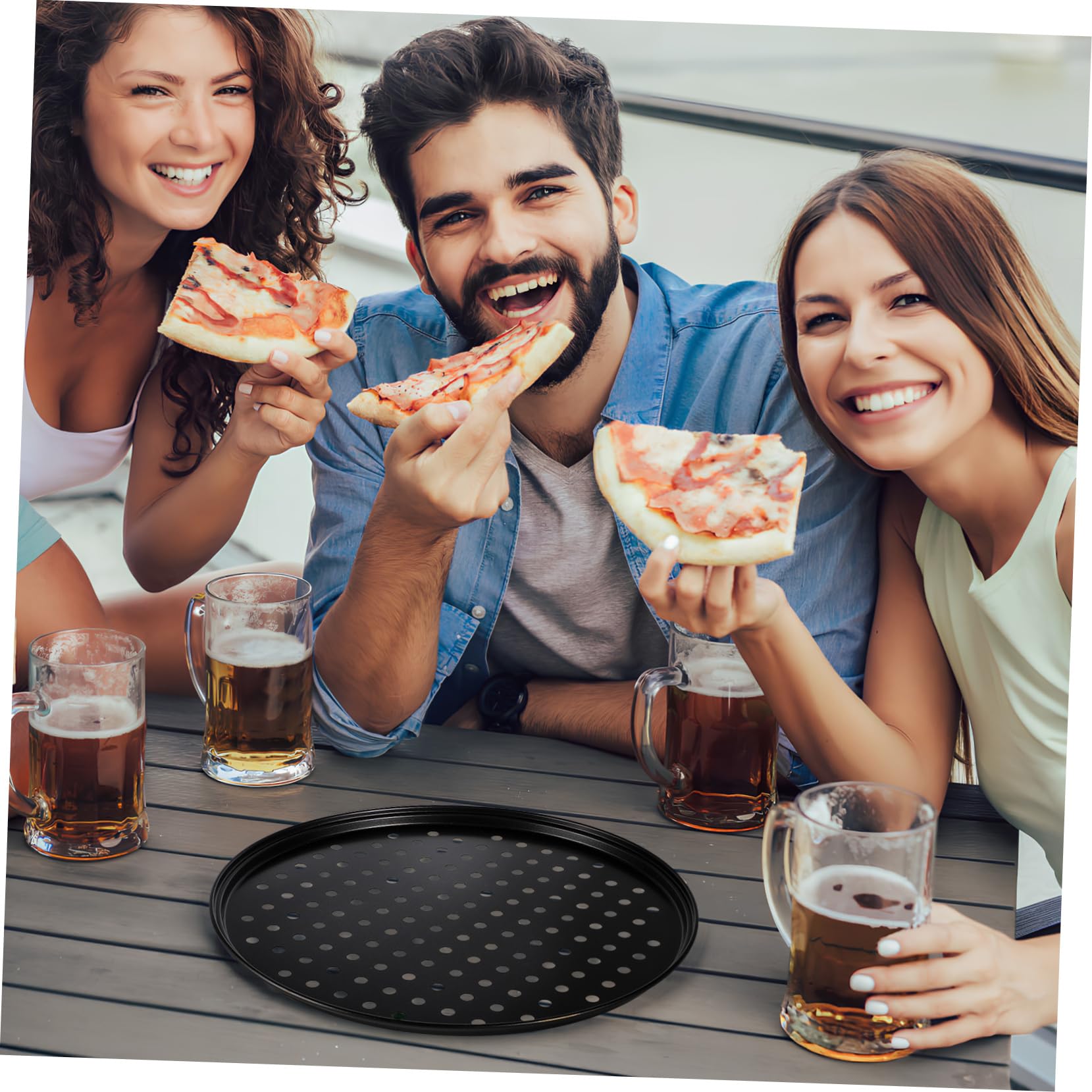 Cabilock Bandeja Redonda Para Pizza Acero Al Carbono 32 Cm 2 Unidades Antiadherente Para Hornear