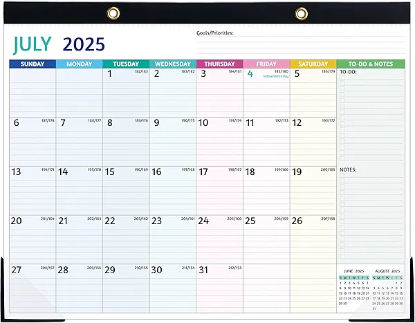 2025-2026 Desk Calendar – Jul 2025 – Dec 2026, 18 Monthly Desk Calendar 2025-2026 Large, 22'' x 17'', 2025 Desk/Wall Calendar with Desk Pad, To-do Lists, Ruled Blocks, Corner Protectors