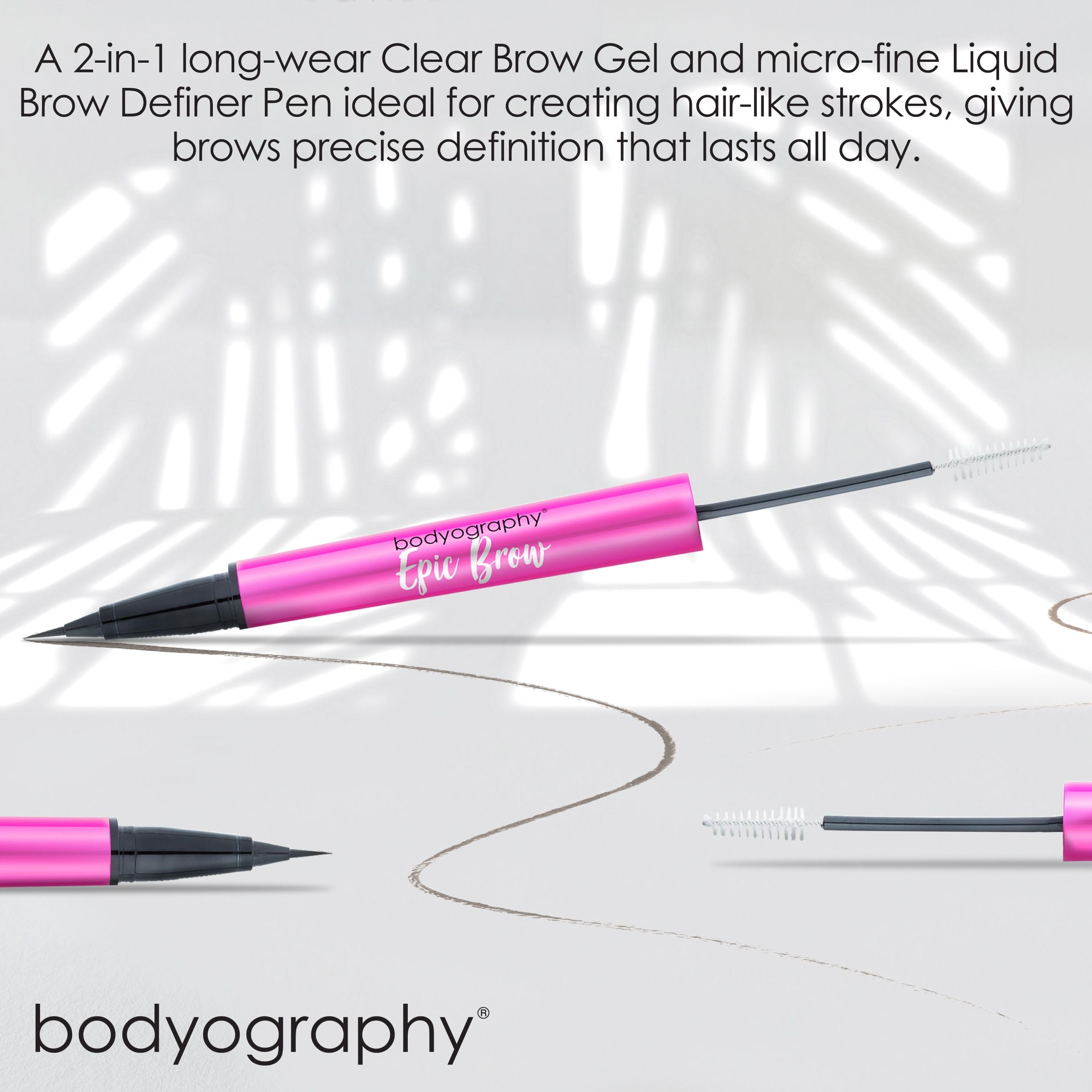 Epic Brow - Brown by Bodyography for Women - 2 Pc 0.07oz Clear Brow Gel, 0.01oz Eyebrow Liquid, Cranberry, 2.3 ml (Pack of 1) - Image 3