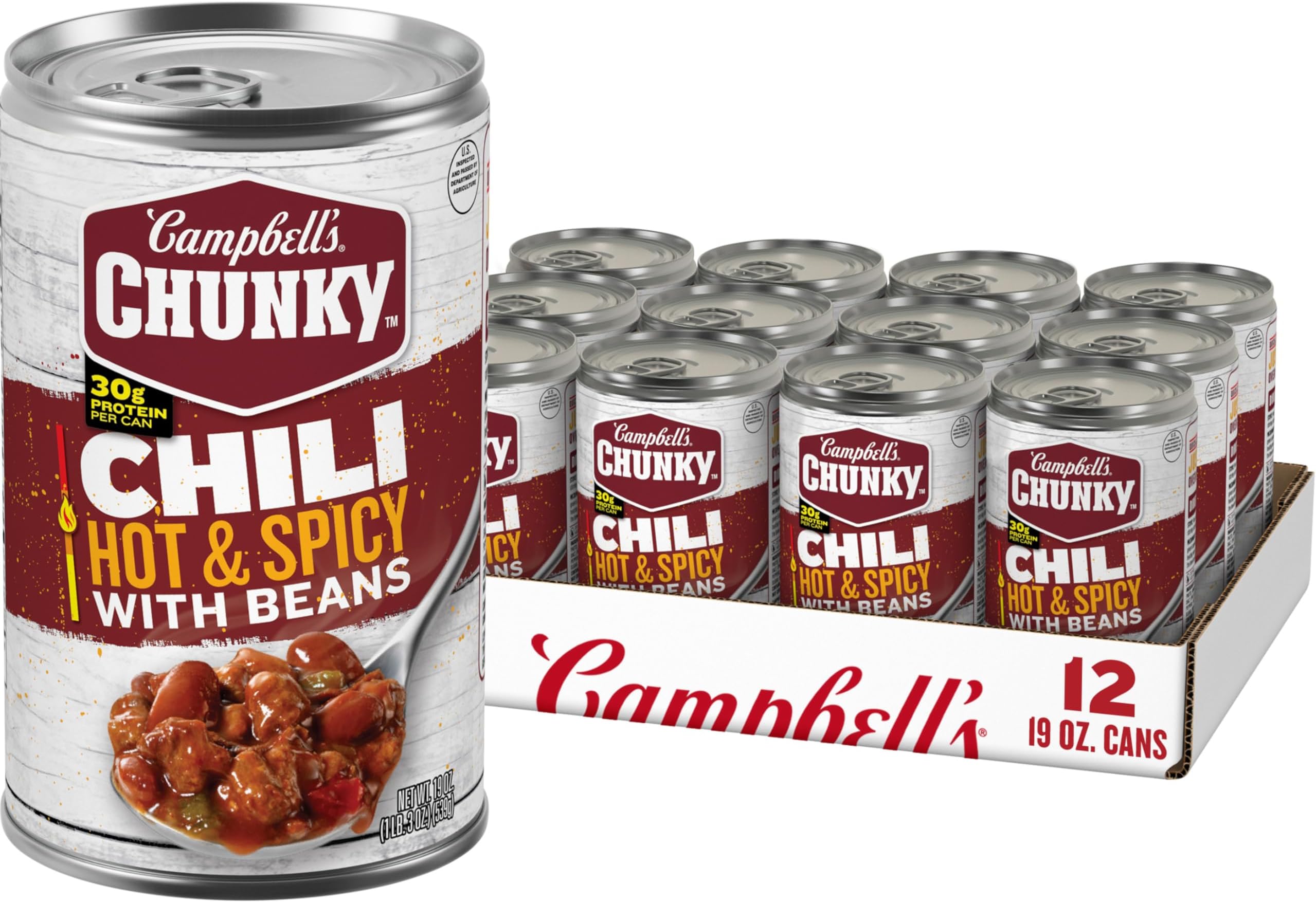 Chili, Hot & Spicy Beef & Beans, 19 Ounce Can