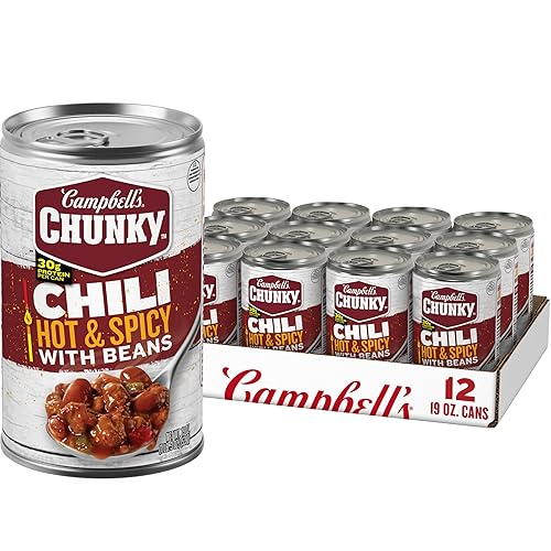 Campbell's Chili picante y picante con frijoles, lata de 19 onzas (paquete de 12)