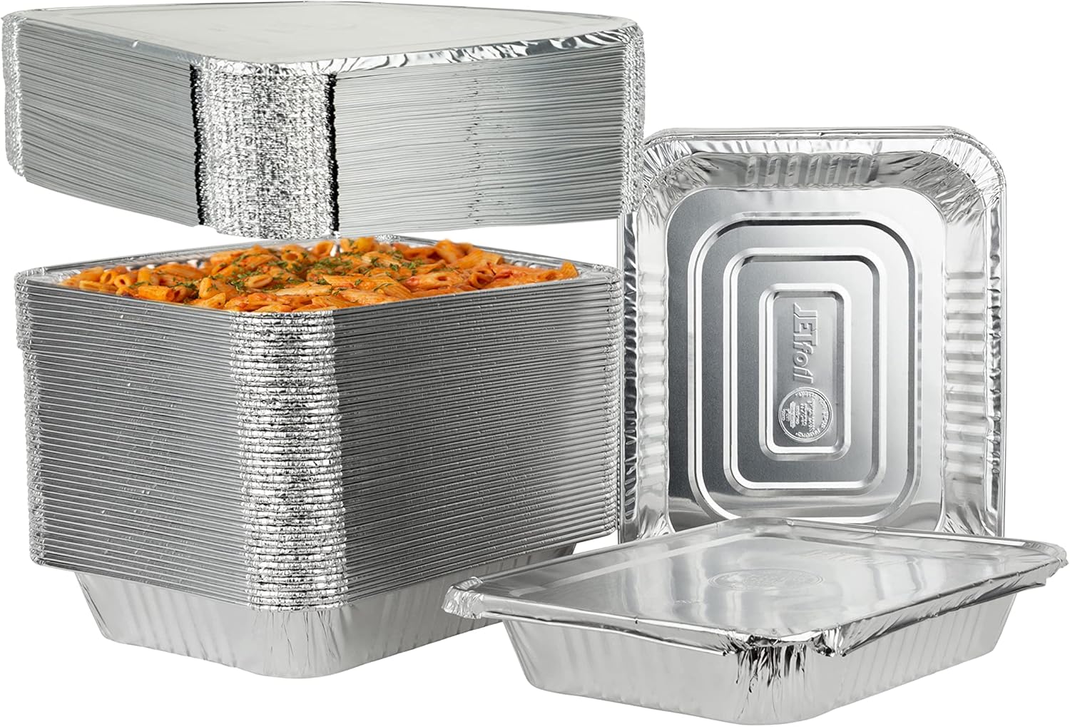 PARTY BARGAINS 9" x 13" Disposable Aluminum Foil Pans with Lids – 25 Pack Heavy Duty Half Size Deep Steam Table Containers for Baking Cooking Roasting Catering Takeout Meal Prep Oven Freezer Safe