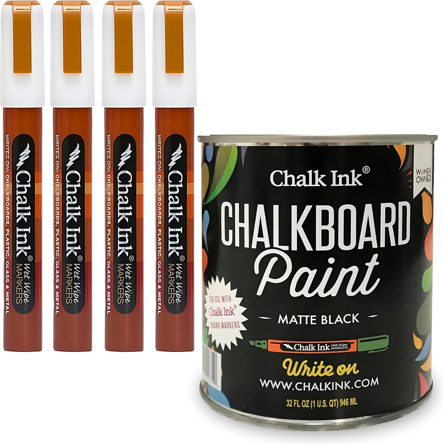 Chalk Ink Chalkboard Paint & White Chalk Marker Set Bundle