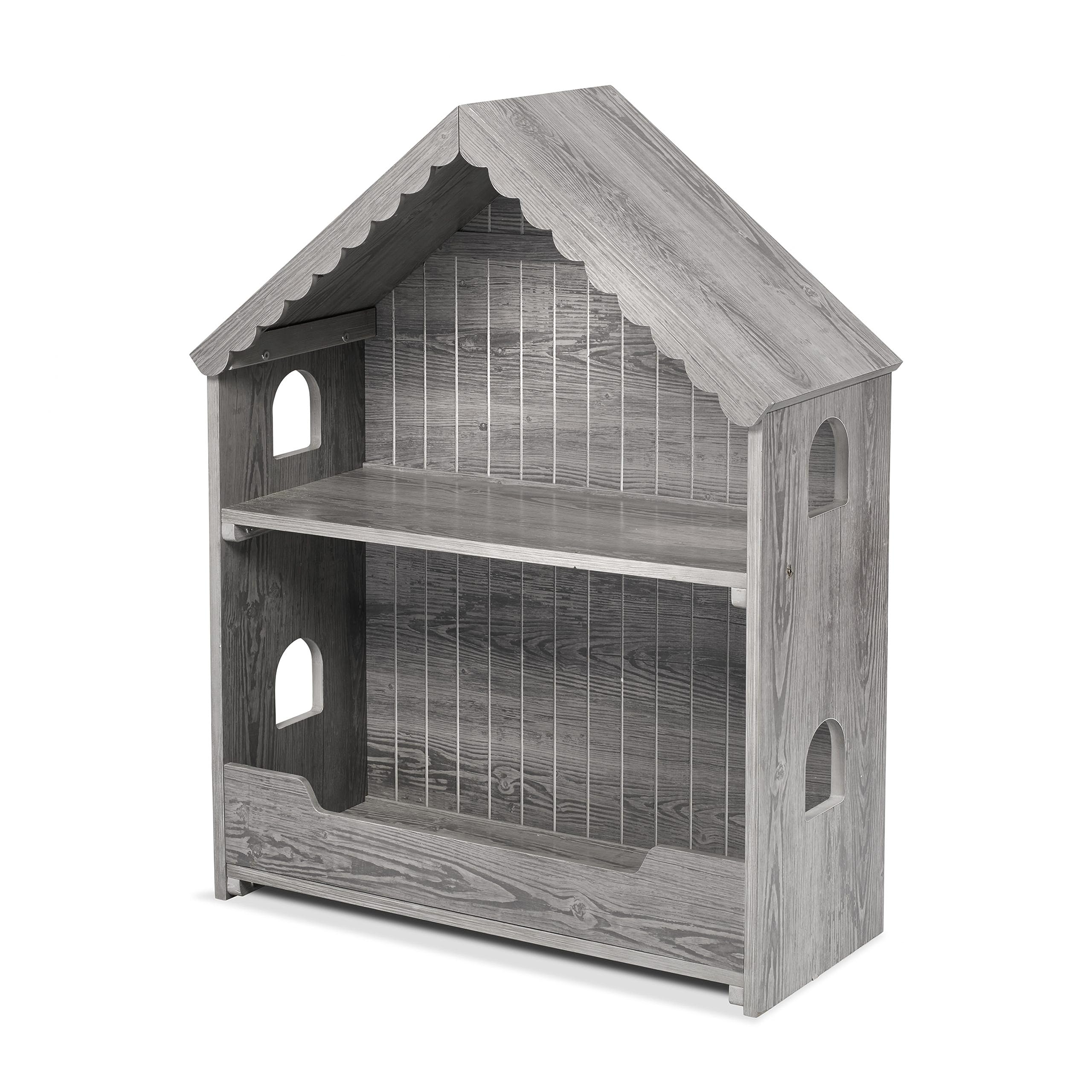 Sorelle Furniture Sweet Home Kids Bookshelf, Wooden Children's Bookcases with Storage, Book and Toy Organizer Shelves Boys and Girls, Dollhouse Bookshelf-Children's Furniture-Panel Gray