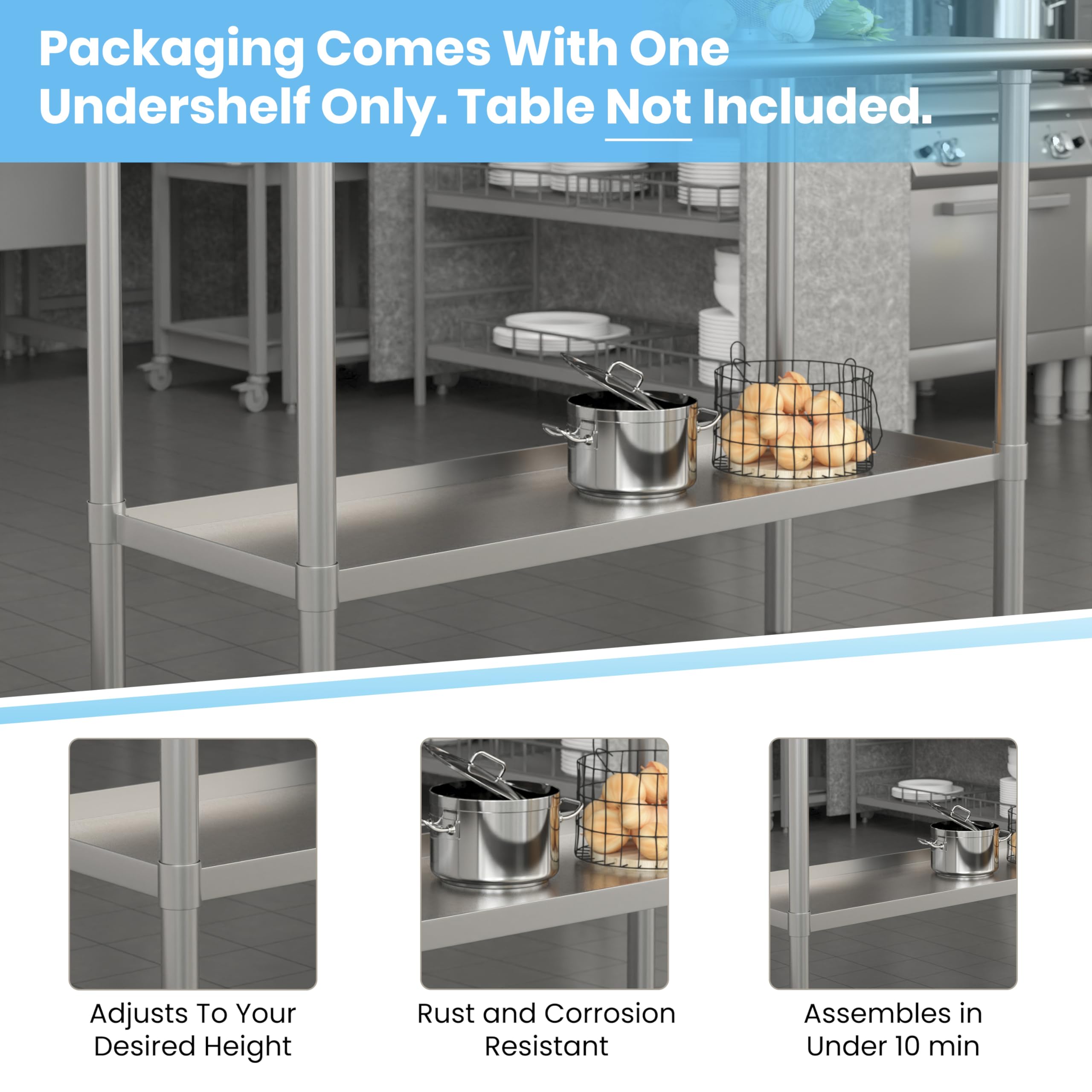 Amazon.com: EMMA + OLIVER Under Shelf for Prep and Work Tables