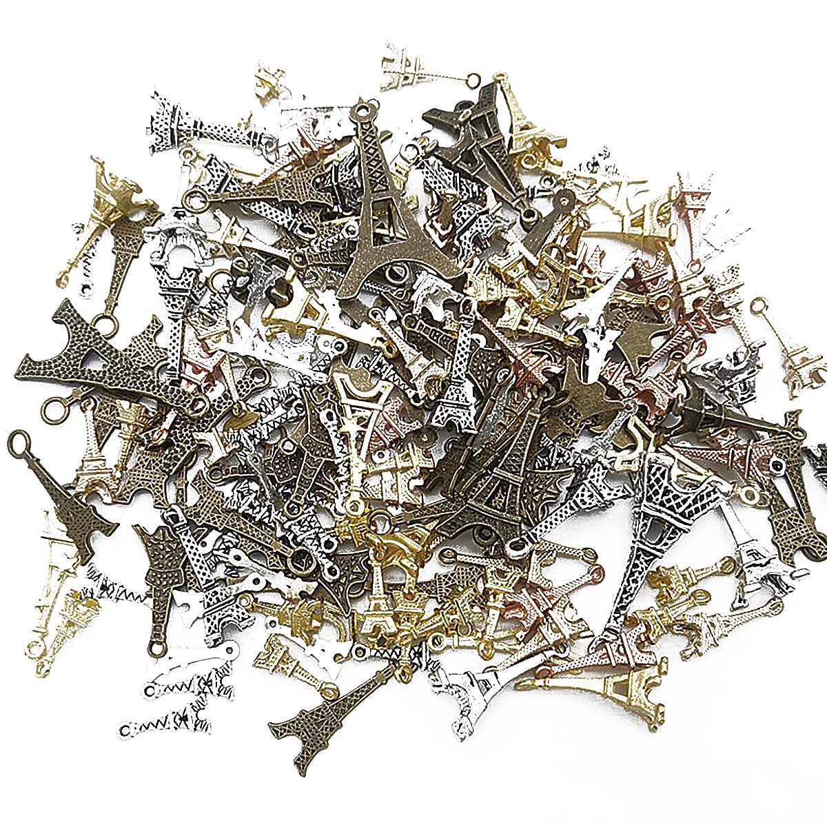 YUNYAN 100 g Iron Tower Series Charm Pendant for Jewellery Vintage Bronze Pendant DIY Mixed Colours Antique Metal Necklace Bracelet Pendant Jewellery Pendant for Crafts for Jewellery Crafts, Metal