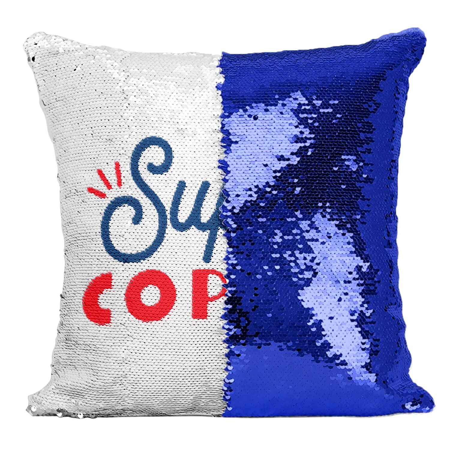 Coussin sequin bleu Super Copine pour fille