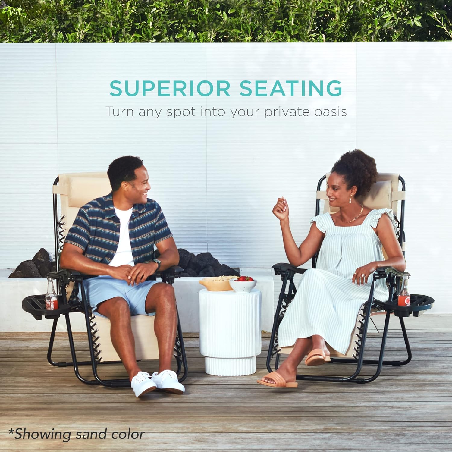 Best Choice Products Set of 2 Adjustable Steel Mesh Zero Gravity Lounge Chair Recliners w/Pillows and Cup Holder Trays, Light Blue : Patio, Lawn & Garden