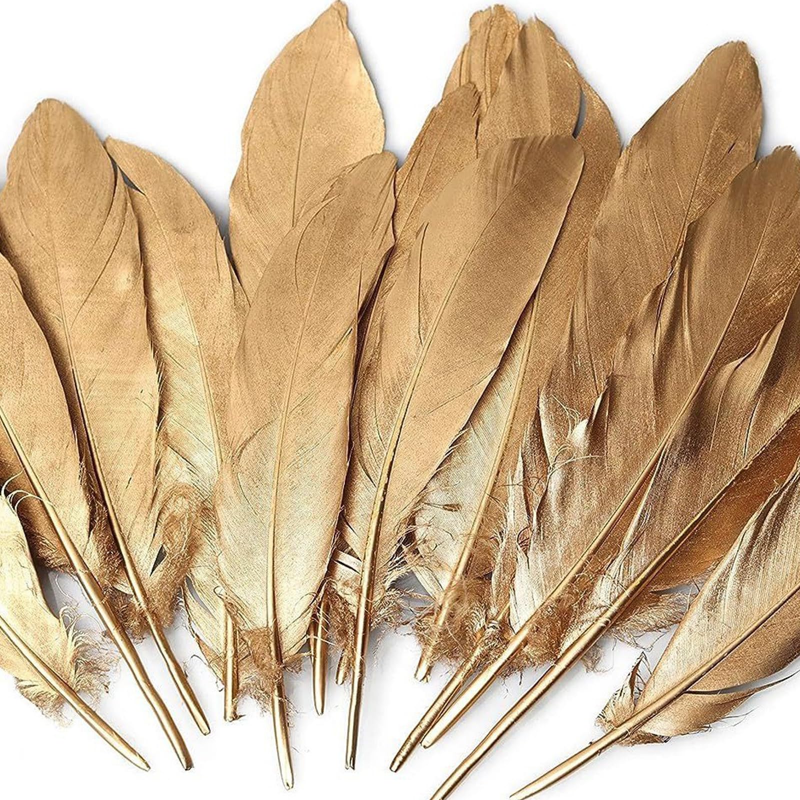 高品質 フローライト 天使の翼 手彫り ゴールドスタンド付き Amazon | 金の羽 30本セット 羽シャワー ゴールドフェザー 飾り 結婚式