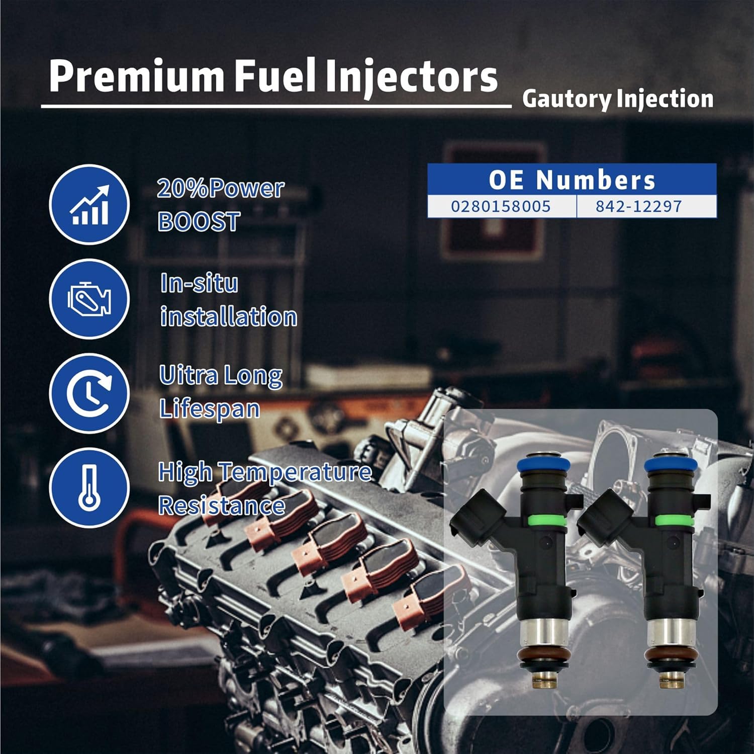 Fuel Injectors Compatible with Nissan 2004 2005 2006 Altima, 2003 2004 Murano, 2004-2008 Maxima, 2004-2009 Quest 3.5L V6 Replace 0280158005 842-12297 Set of 6