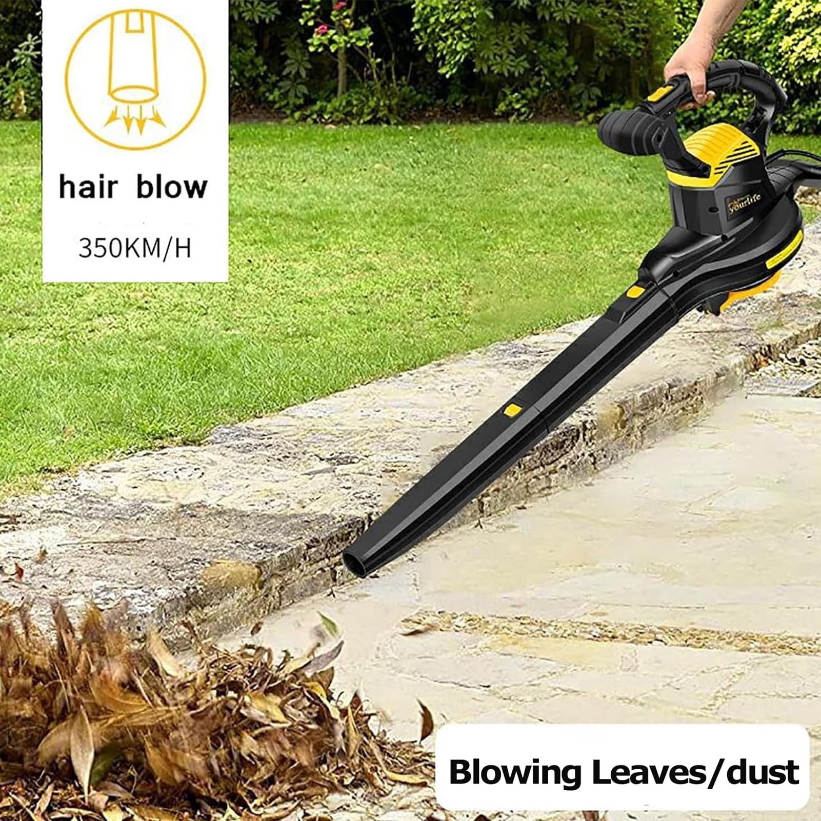 Soplador, aspiradora y trituradora de Hojas de 3800 W, Ajuste de 6 velocidades, aspiradora eléctrica for soplador de jardín, Bolsa recolectora de Hojas de 40 l