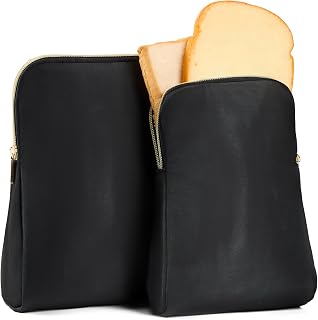2 Pack Insulated Sandwich Bag, Thermal Snack Bag, Small Reusable Lunch Pouch, Compact Food Storage Bag for Work, Travel, Picnic (Solid Black)