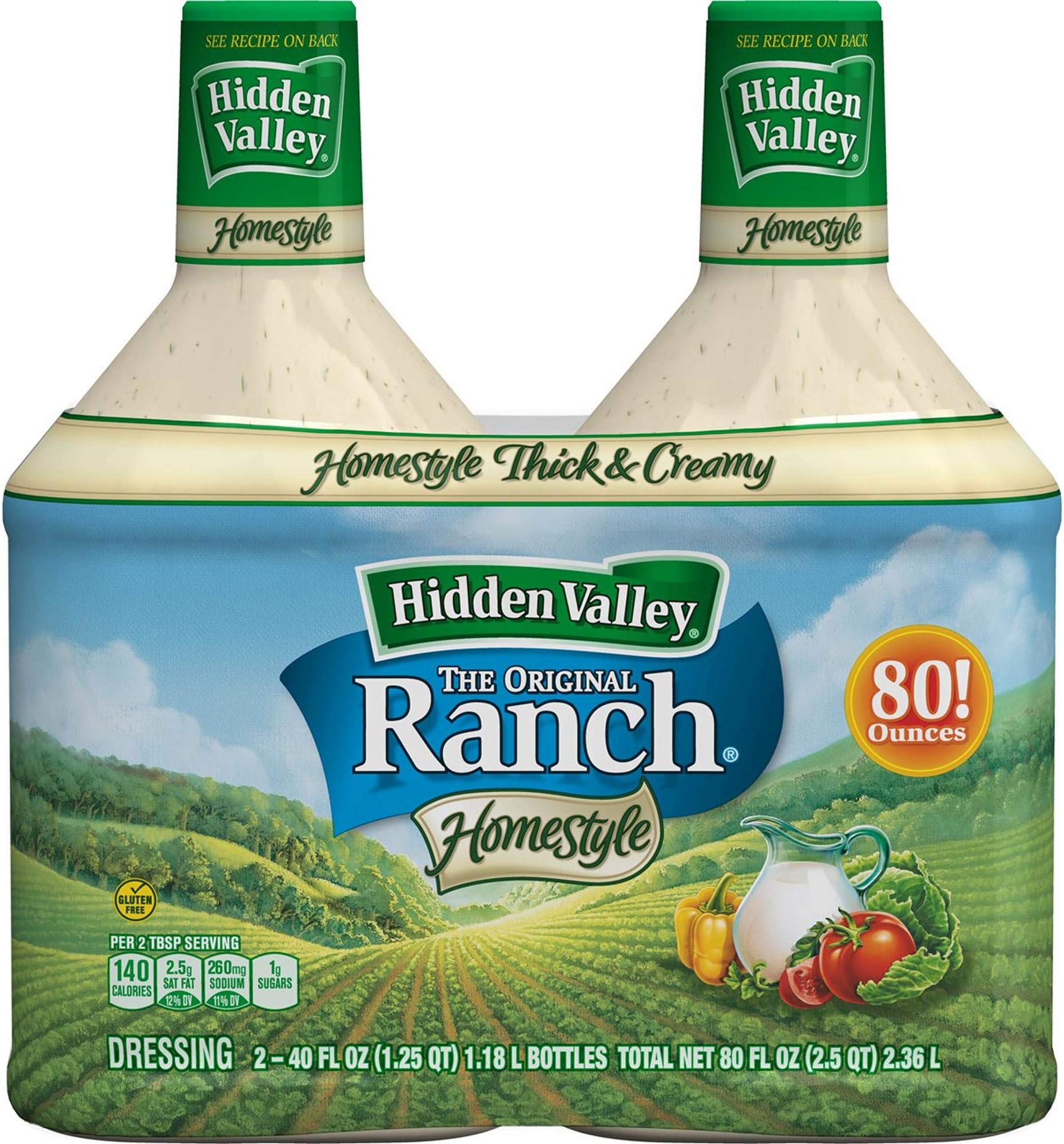Hidden Valley Expect More Original Ranch Homestyle Salad Dressing Bottles, 2 pk./40 oz.
