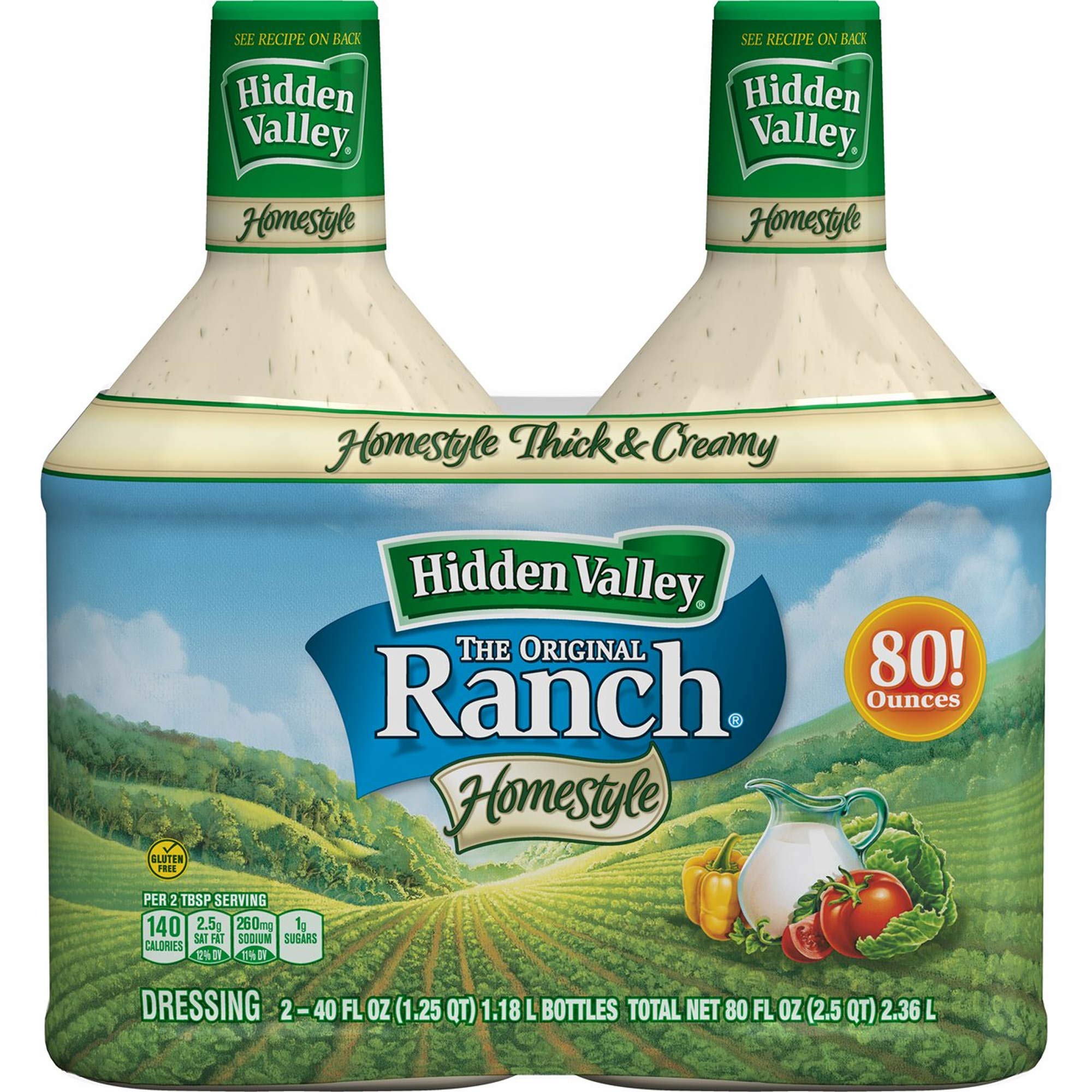 Hidden Valley Expect More Original Ranch Homestyle Salad Dressing Bottles, 2 pk./40 oz.