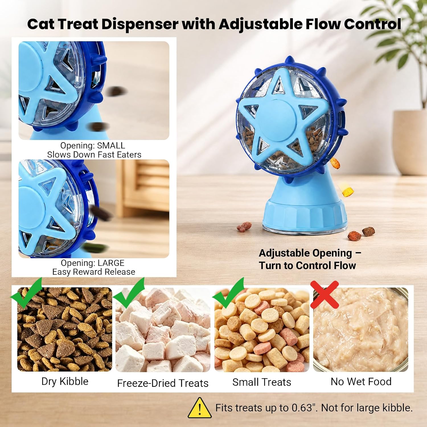 Ferris Wheel Cat Toy, Interactive Treat Dispenser, Blue image 4