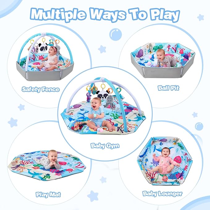 Baby Gym Play Mat 9 en 1 con 9 Juguetes Desmontables - Alfombra de Actividades miniatura 3