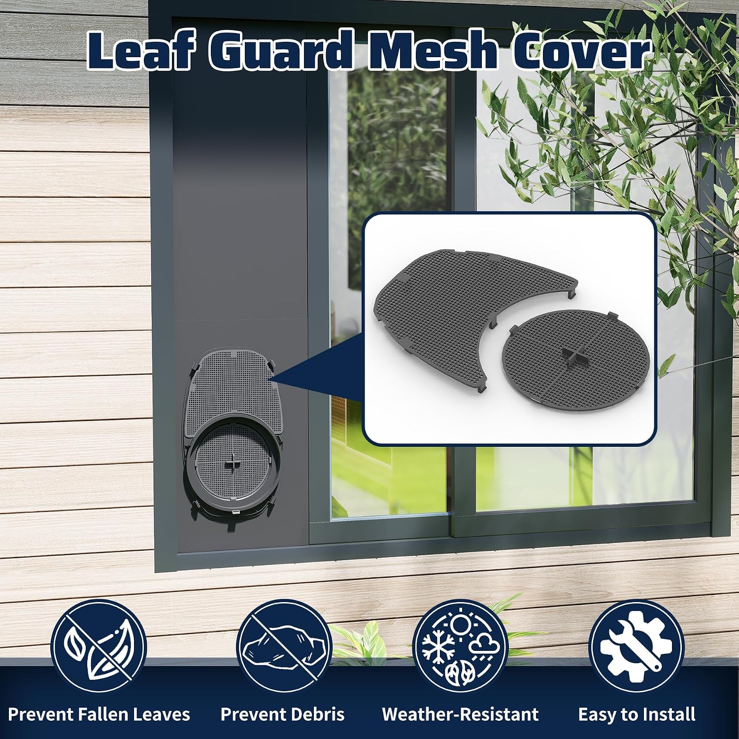Mesh Guards Compatible with Midea Duo Portable Air Conditioner Hose, AC Vent Exhaust Hose Screen Guard, Keeps Leaves & Unwanted Debris Out,Easy Installation (Black)