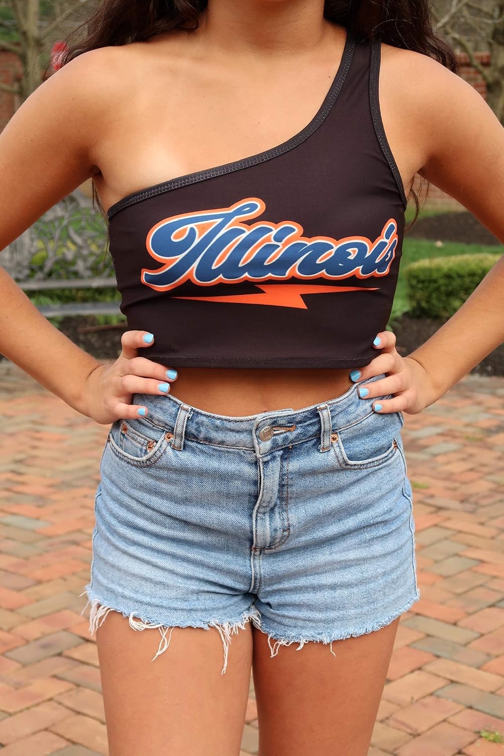 Lojobands Women's Tailgate Outfit College One Shoulder Top Tank Top Crop Top One Size Fits Most