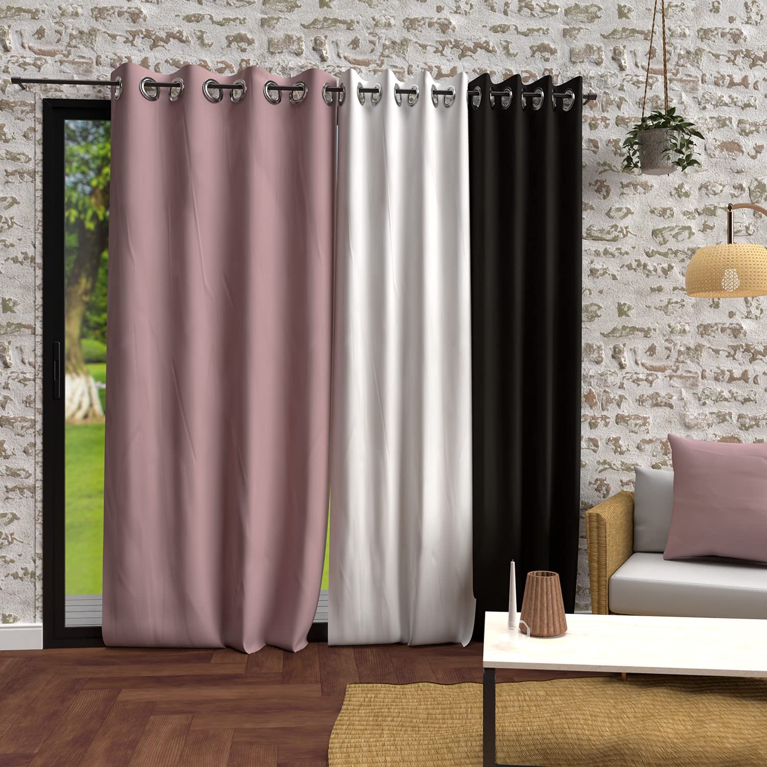 Soleil d'ocre Curtains and Curtains Polyester Pink 140 x 250 cm
