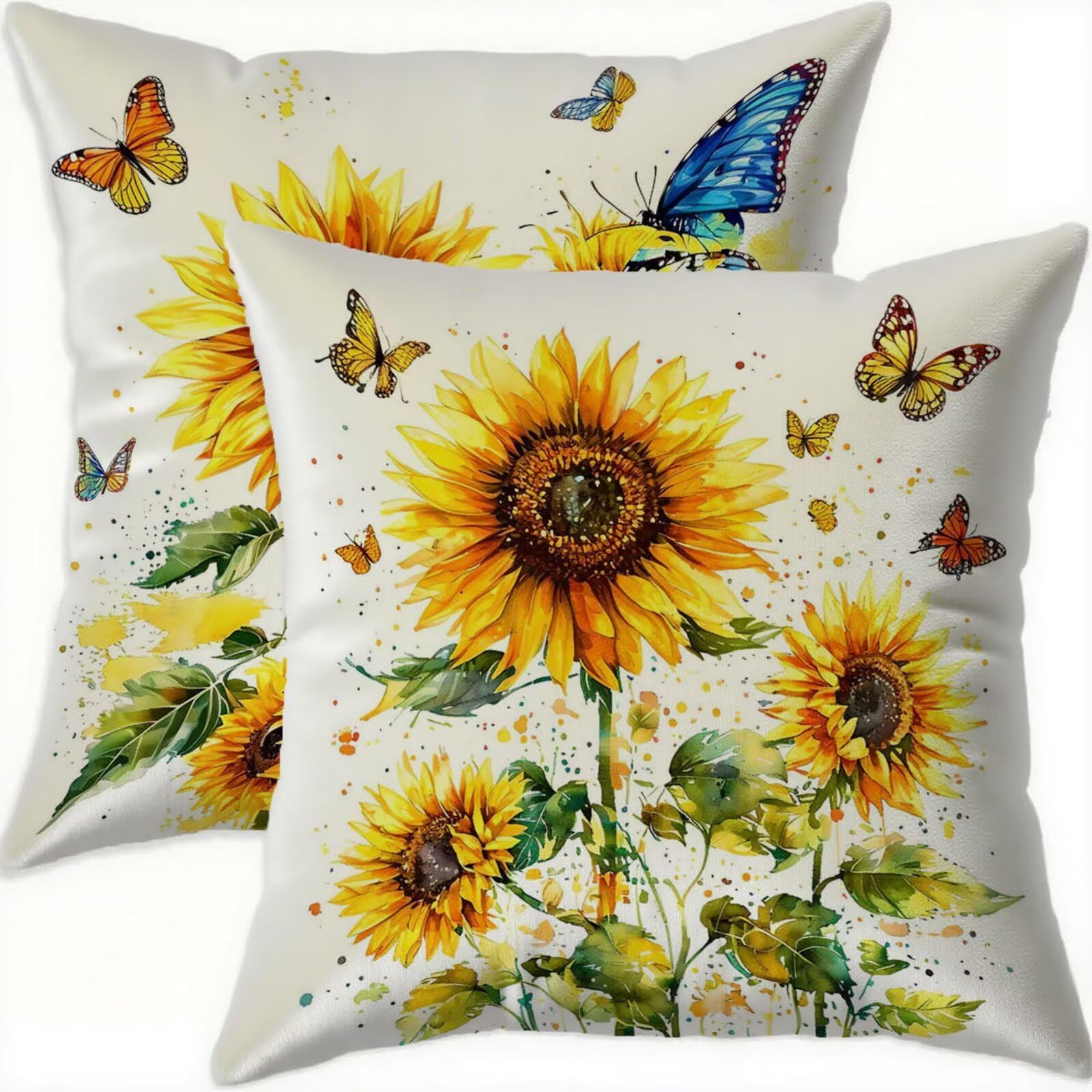 Housse coussin 80x80cm jaune imperméable lot de 2 taie oreiller salon