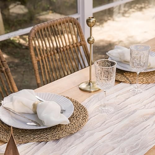 Miniatura 3 de HOCAMAX Juego de 10 servilletas de gasa de 20 x 20 pulgadas, hechas de 100% poliéster, suave, reutilizable, lavable, duradera, ideales para fiestas,