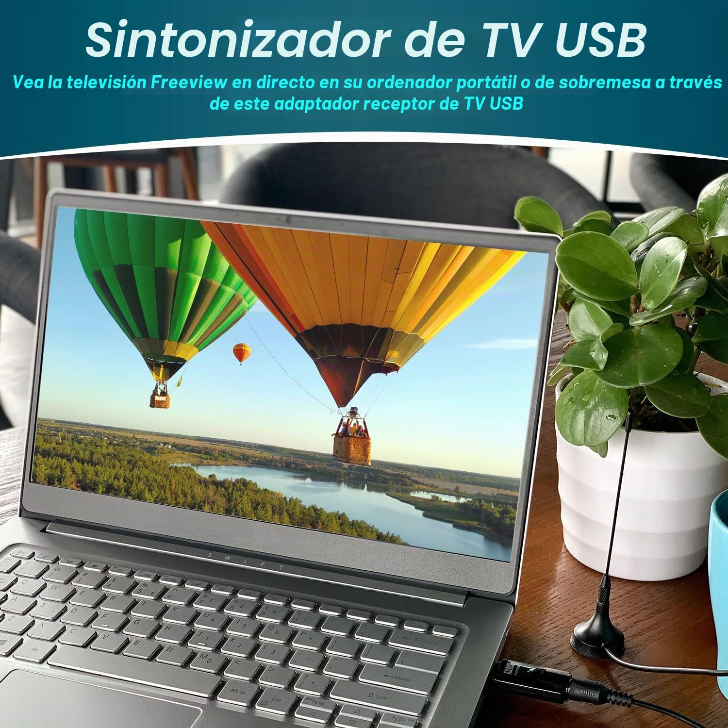 August DVB-T202 Sintonisador TV USB TDT para PC Ordenador Digital - USB TV Stick Television España y Portugal - Windows 11, 10, 8, 7 - Antena y Software incluidos