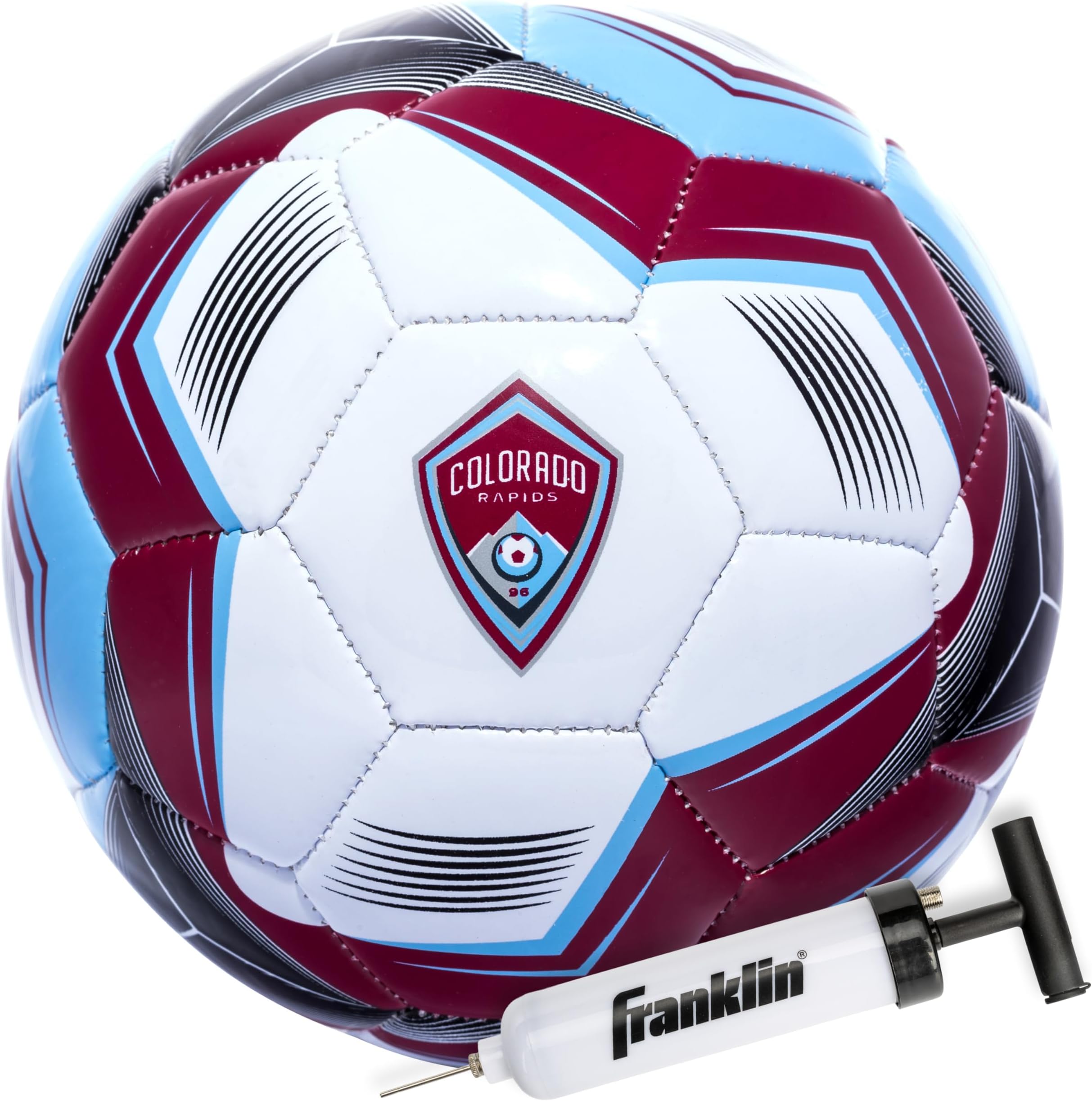Franklin Sports MLS Colorado Rapids Football Soccer Ball - Official Size 5 Training Equipment - Soft Abrasion Resistant Cover - Official Size and Weight Football Ball - Air Pump Included