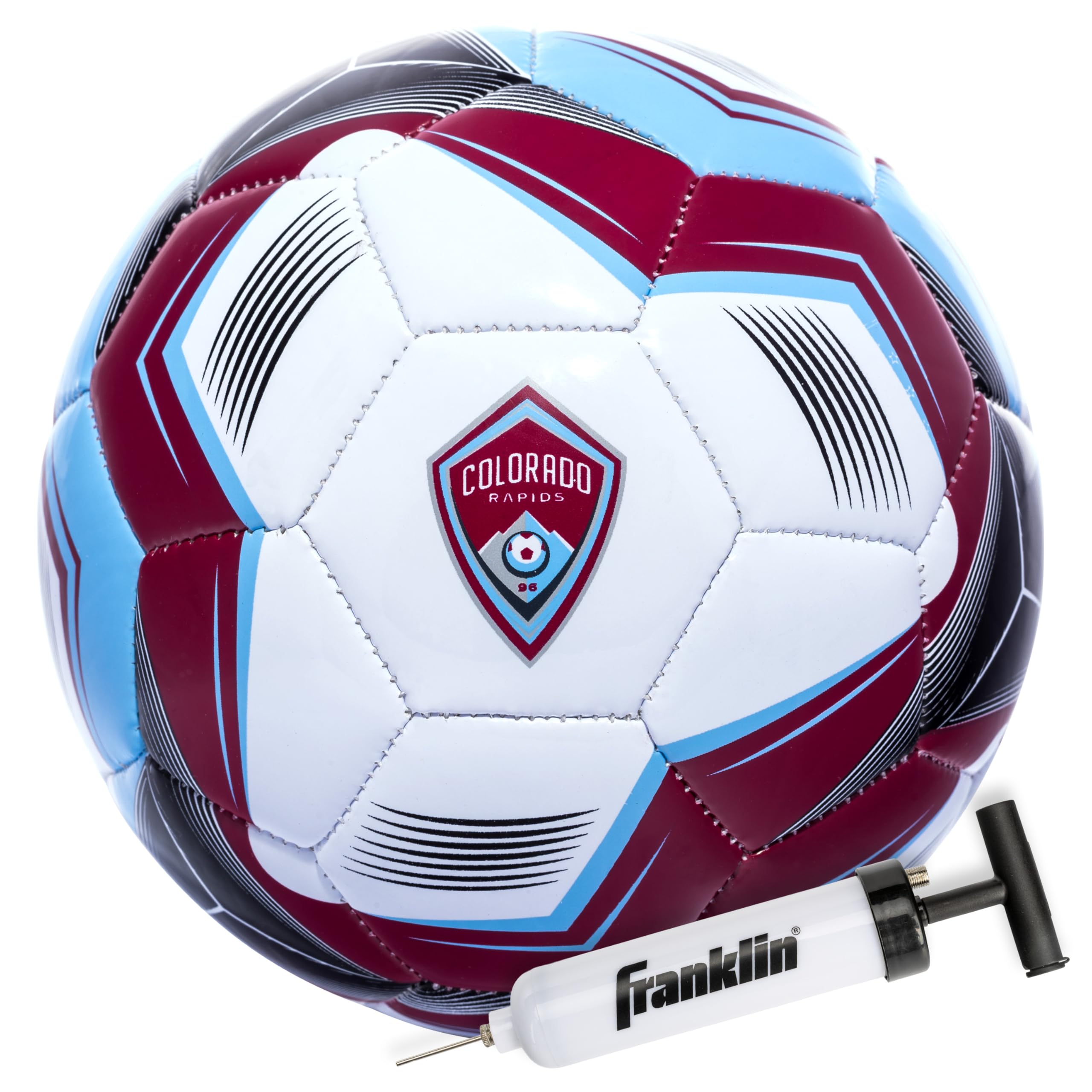 Franklin Sports MLS Colorado Rapids Football Soccer Ball - Official Size 5 Training Equipment - Soft Abrasion Resistant Cover - Official Size and Weight Football Ball - Air Pump Included