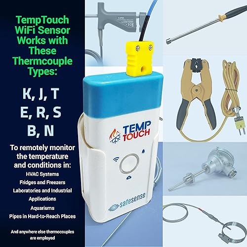 Miniatura 2 de Sensor de termopar WiFi TempTouch - Monitor inalámbrico de temperatura y humedad de la sonda y ambiente - Funciona con sondas K, J, T, E, R, S, B, N