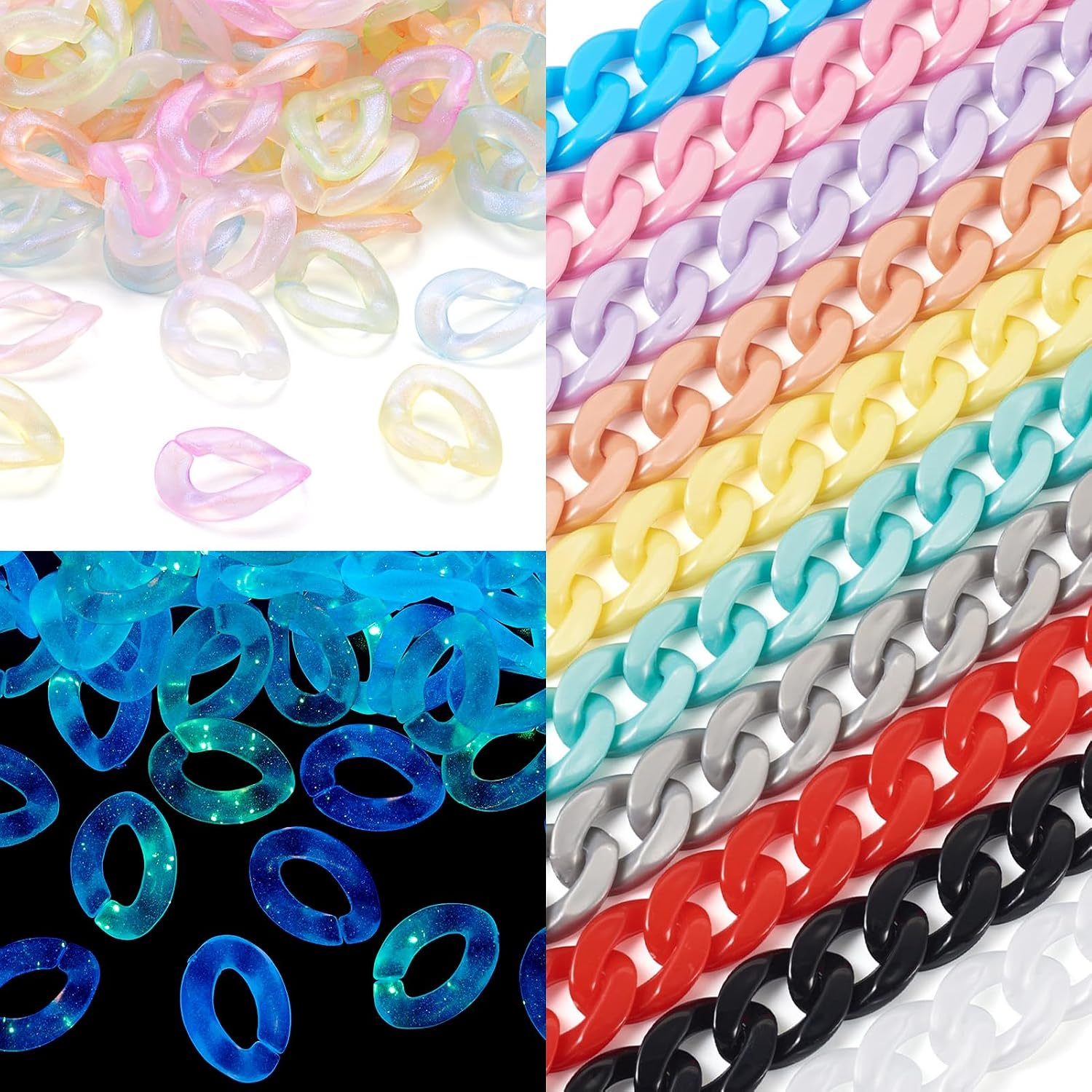 Translucent Linking Rings Amazon.com: Beadthoven Acrylic Linking Rings Set 10 Strands Opaque ...