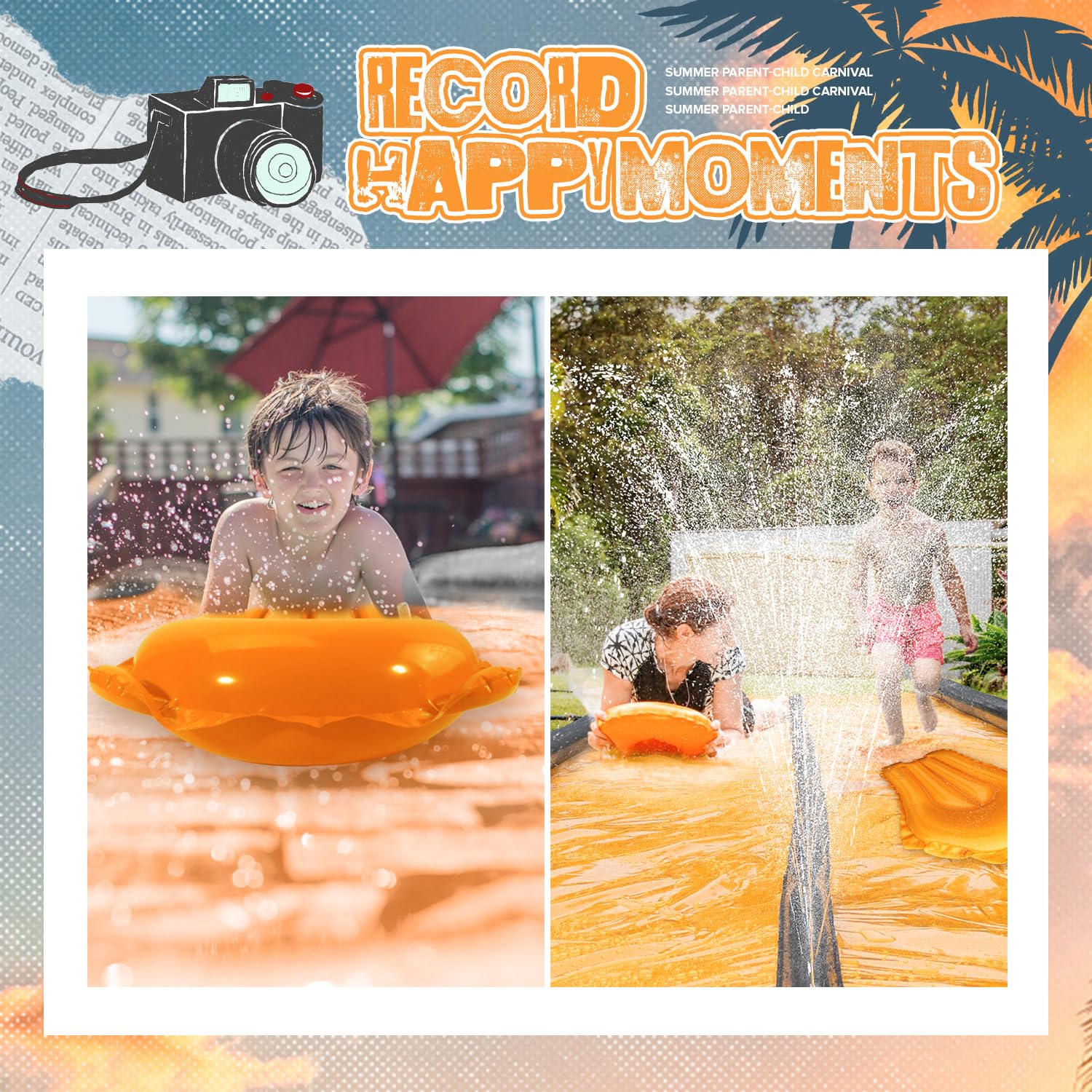 Rutsch- und Wasserrutsche für Kinder und Erwachsene, extra lange Wasserrutschen für den Hinterhof, eingebauter Sprinkler mit zwei Bodyboards, robustes Sommer-Outdoor-Hinterhof-Wasserspielzeug