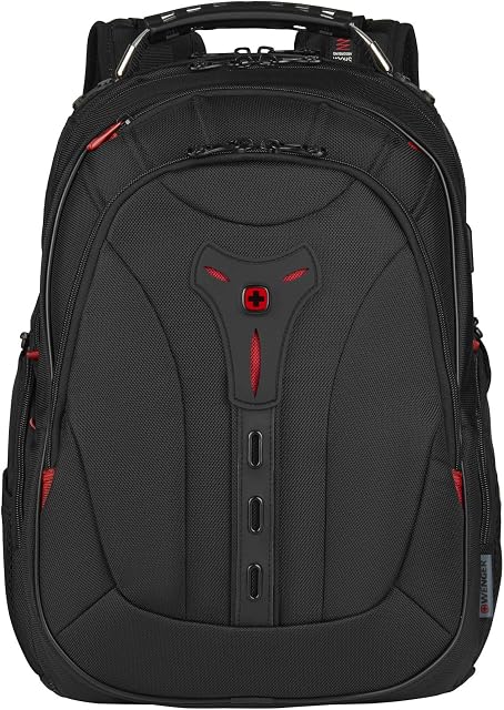 Wenger 606492 Pegasus Ballistic Deluxe 14'/16' Expandable Laptop Backpack, Padded Laptop Compartment with SmartCharge USB Port in Black (25 litres)