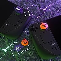 Vista 5 de PlayVital Thumb Grip Caps for Steam Deck LCD, Silicone Thumbsticks Grips Joystick Caps for Steam Deck OLED - Halloween Pumpkin Bat