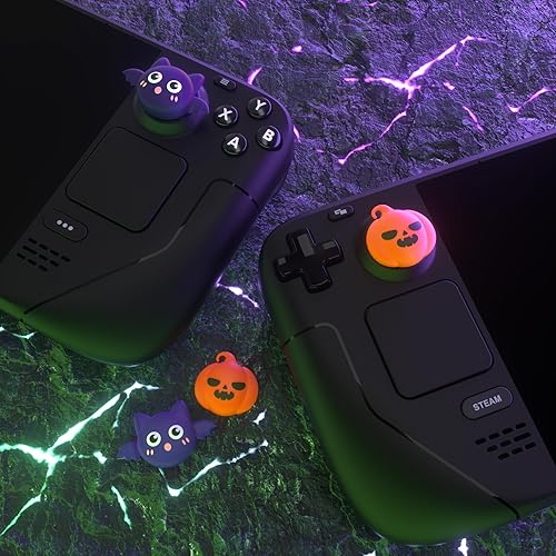 Miniatura 5 de PlayVital Thumb Grip Caps for Steam Deck LCD, Silicone Thumbsticks Grips Joystick Caps for Steam Deck OLED - Halloween Pumpkin Bat