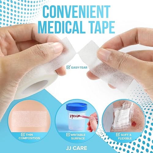 Miniatura 6 de JJ Care Pack de 28 Cinta microporosa cinta de papel médico de 10in x 833ft cinta quirúrgica de papel hipoalergénica sin látex para suministros de