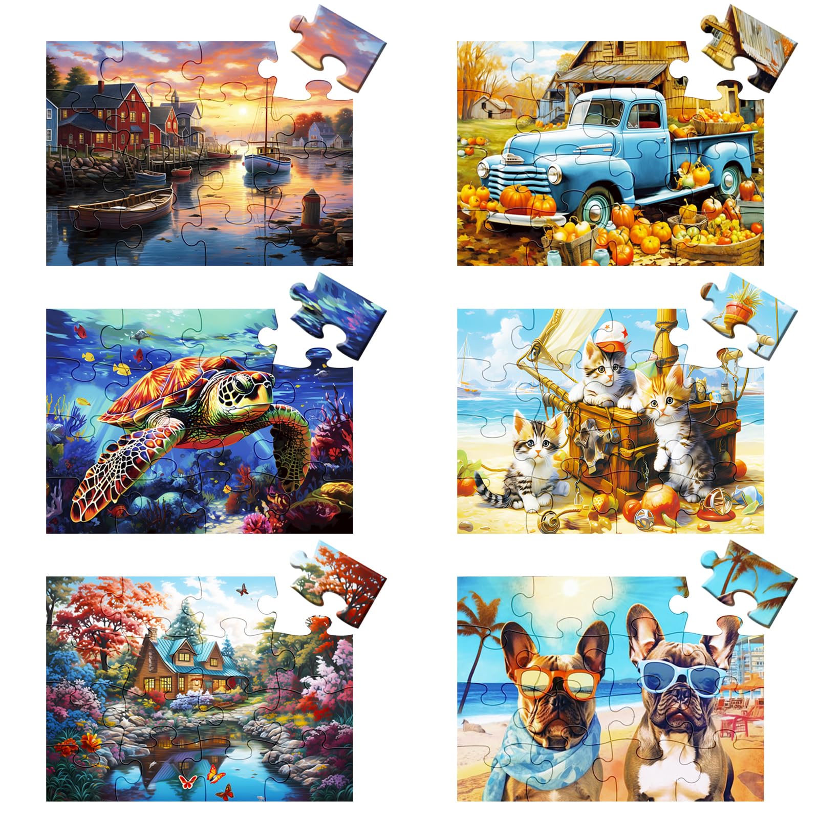 6 Packs Large Piece Puzzle for Seniors - Dementia 16 Pieces Puzzles for Elderly Adults,Alzheimer’s Puzzles Memory Cognitive Games for Elderly Seniors with 6 Storage BagsCarbonfree Certified