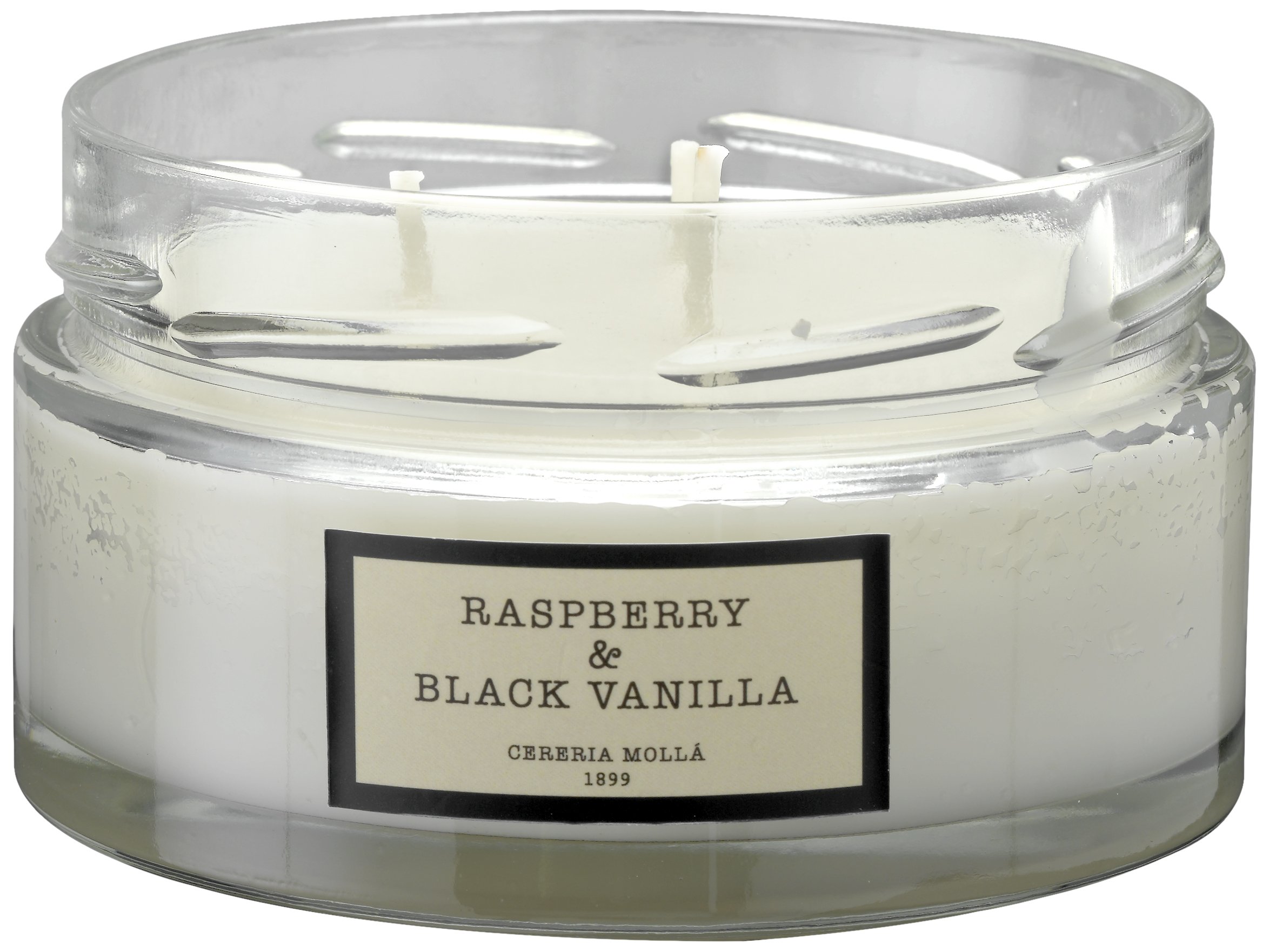 Bougie végétale parfumée framboise vanille noire pot rond 3 mèches