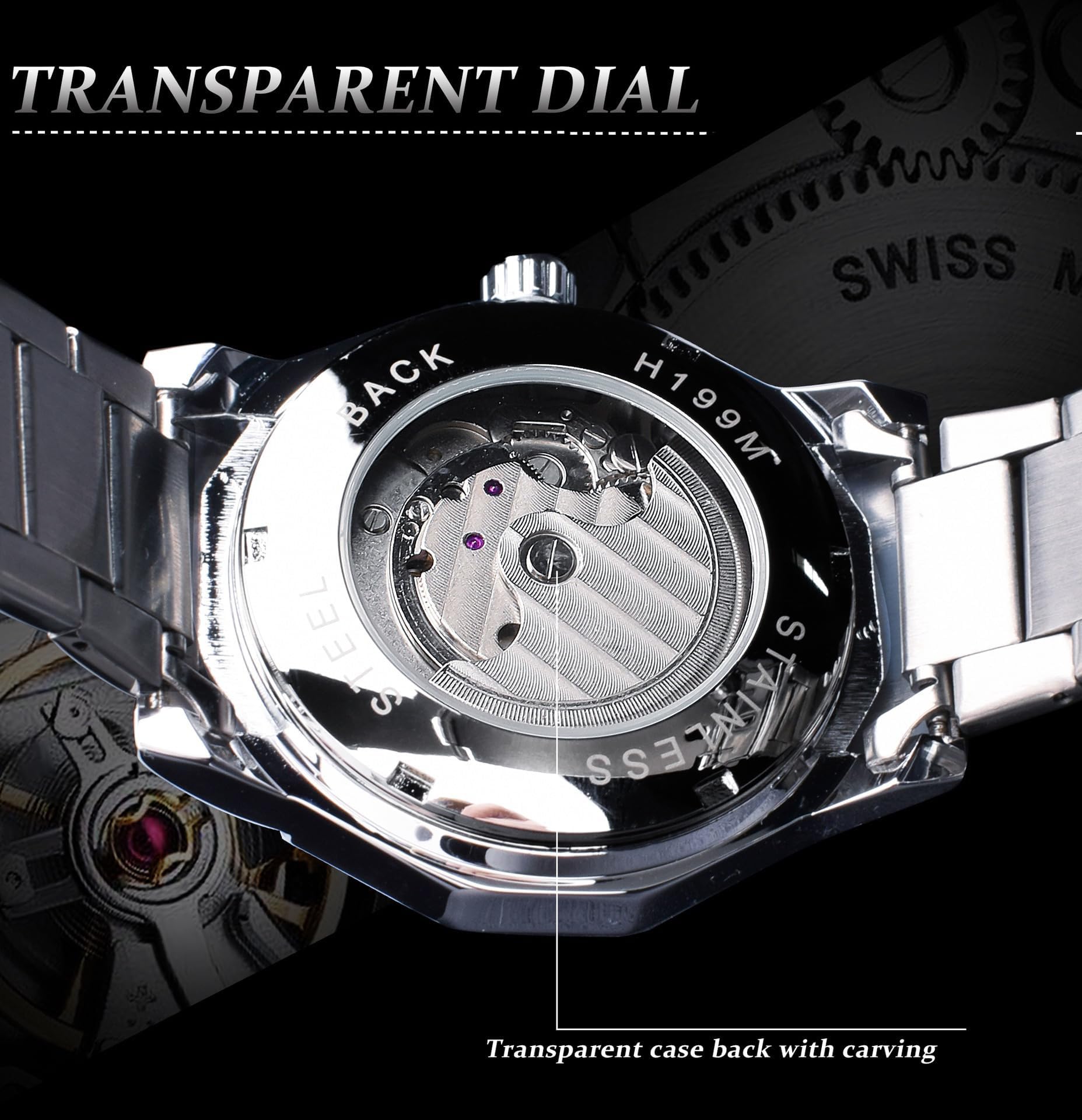 Reloj mecánico de lujo con esfera de esqueleto para hombre, reloj de pulsera Tourbillon automático con diseño de diamantes