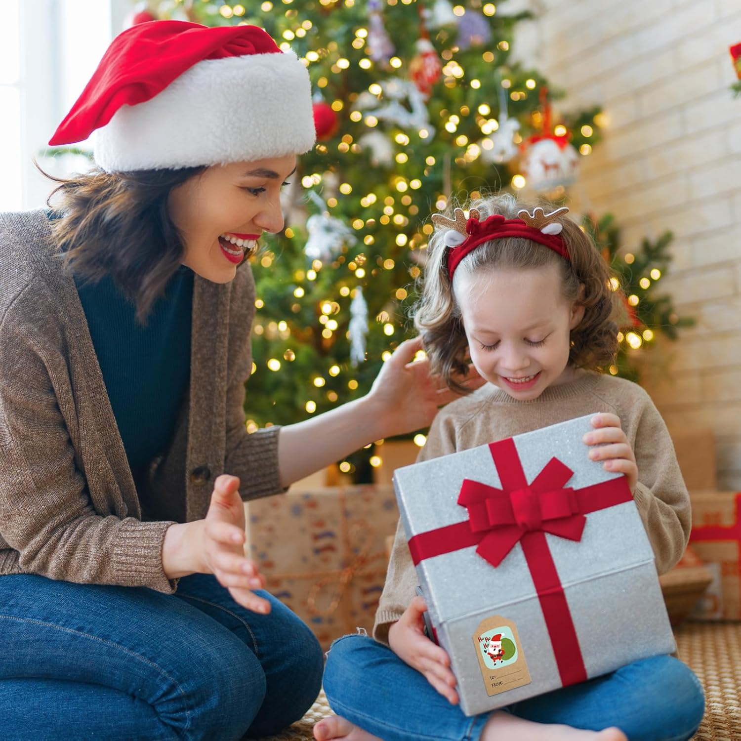 124 Pcs Christmas Gift Tags Stickers, Kraft Self-Adhesive Christmas Name Labels, Cute Snowman Design for Gifts Wrap Presents Boxes Decoration - Image 6