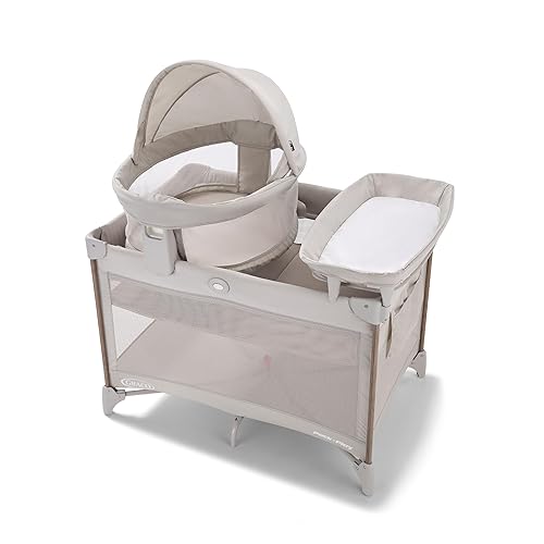 Graco Pack 'n Play Travel Dome Lux Playard, corralito 4 en 1 para bebé con moisés, corralito portátil para interiores o exteriores con toldo UV 50