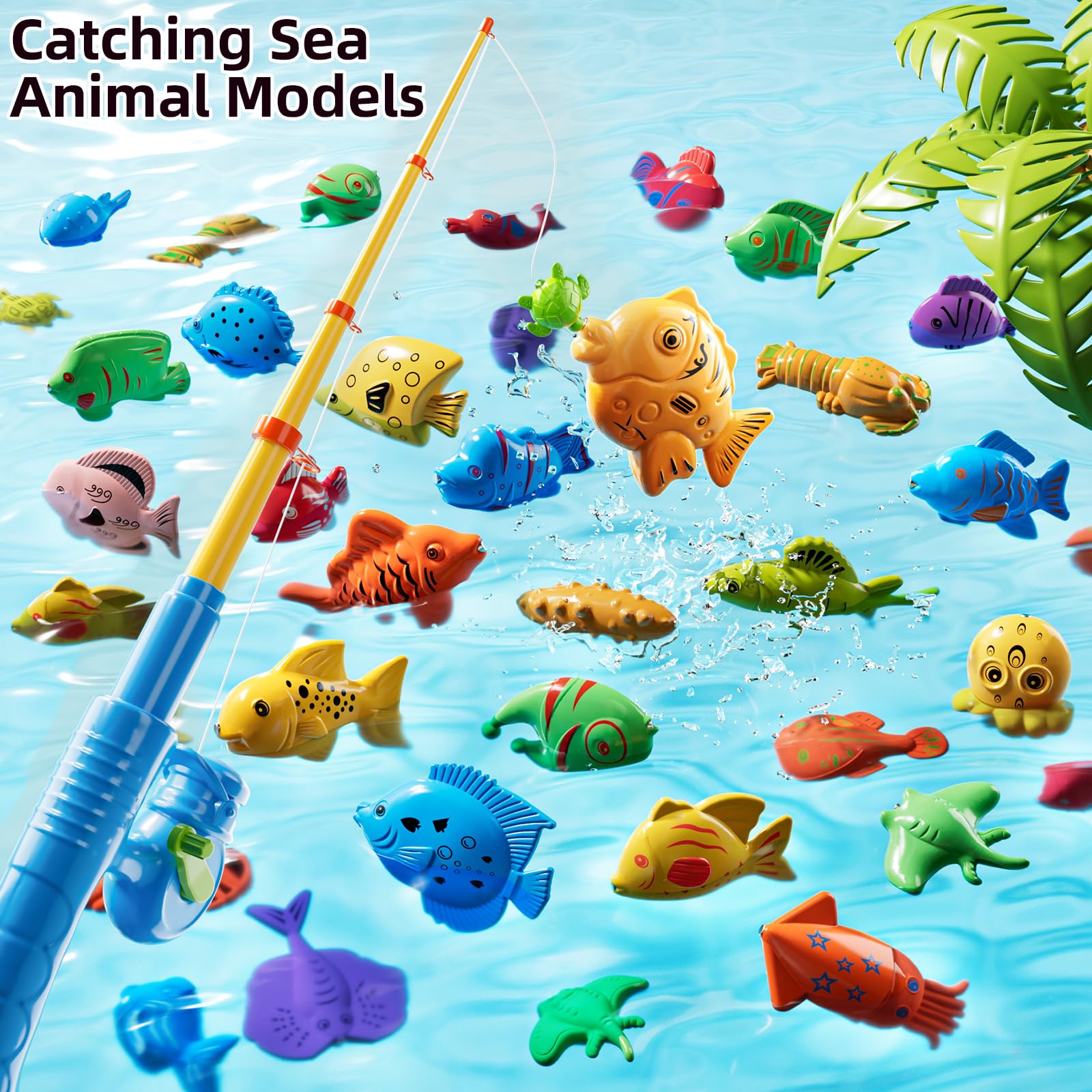 JUKUDAHU Magnetisches Angelspielzeug für Kinder 3-5 Jahre | Mit aufblasbarem Kinderpool, Badewannenspielzeug, Outdoor Spielzeug, Für Jungen und Mädchen 3-8 Jahre